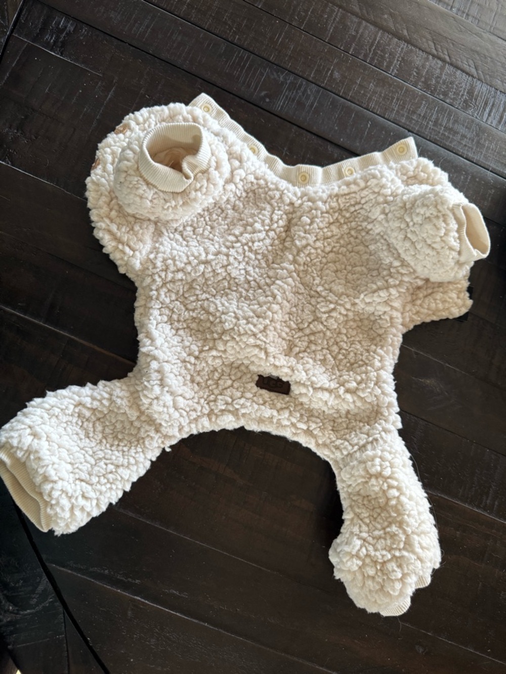 UGG Cream Sherpa Pet Jumpsuit with Logo Tag